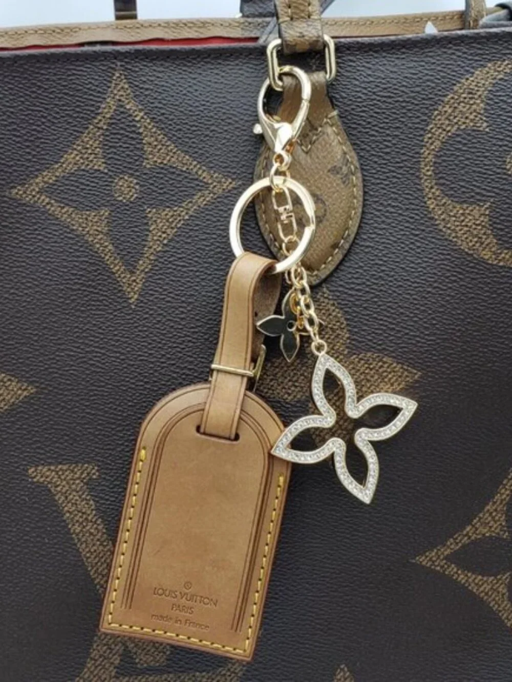 Authentic Louis Vuitton Dark Brown Luggage, Name Tag with Unbranded Keycharm
